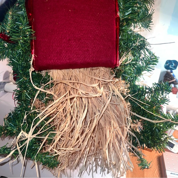 Vintage Santa Hanging Figure Straw Raffia Beard & Mustache 26” by 15” - Picture 8 of 9